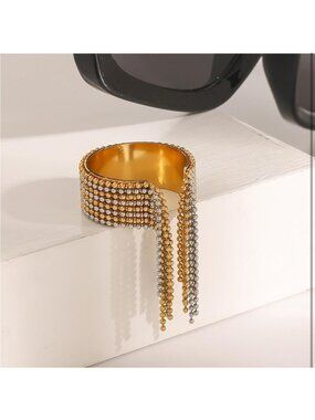 Chic Gold and Silver Tassel Ring